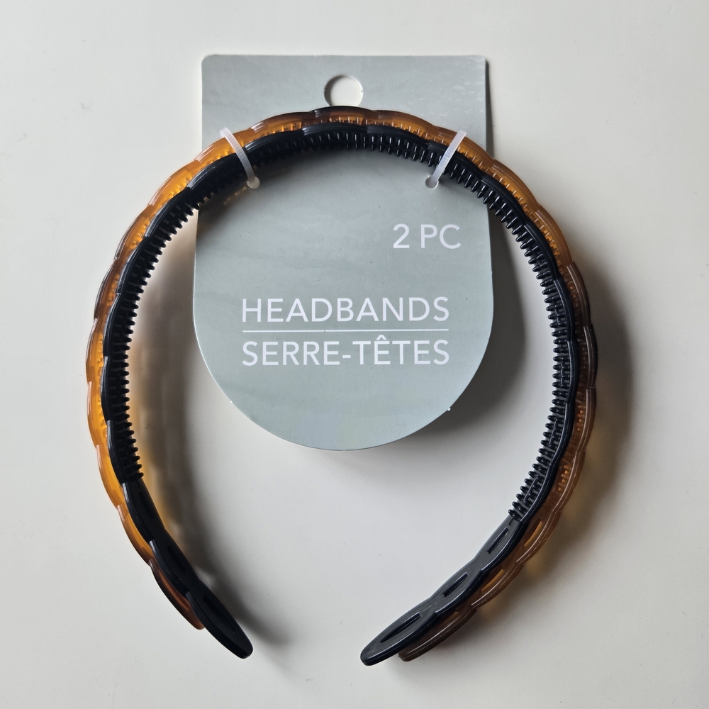 🌺 NWT Tortoise Shell & Black Acrylic Chain Link Headband Bundle- 2 Pack